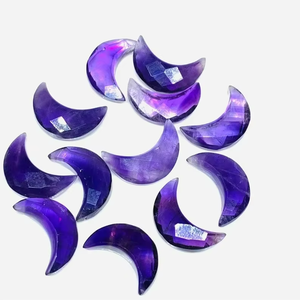 Cuentas de cabujón de alta calidad con forma de luna facetada de amatista púrpura Natural, cuentas de piedra lunar pulida tallada a mano de 17mm - Product Image 5