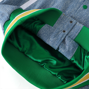 Blouson bomber en denim de l'État de Norfolk, officiel de la fraternité grecque Spartan, streetwear, broderie en chenille sur le devant, imperméable, réversible - Product Image 3