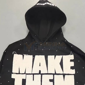 <b>Men</b> Distressed Embroidery Winter Hoodie 100% Cotton Breathable Casual Lifestyle Unique Distressed Look Loose Fit - Product Image 6