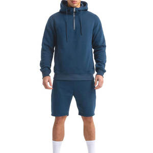 Conjunto de Dos Piezas de Ropa Deportiva Informal de Verano para Hombre, Personalizado OEM, Transpirable, de Algodón, Pantalones Cortos y Sudadera con Capucha para Correr - Product Image 1