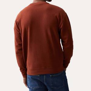 Sudadera de algodón 100% de gran tamaño para todos los hombres, sudadera transpirable con cuello redondo informal con hombros caídos y estampado de lana pesada - Product Image 2