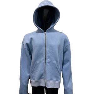 Sudaderas con Capucha y Cremallera Azul Cielo Invernal de Finer Threads, Personalizadas, Hechas a Medida, 100% Algodón, Talla Americana, Estilo Vintage Urbano - Product Image 1