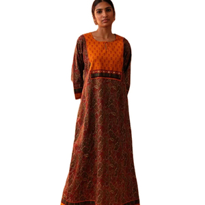 Summer Cotton Printed Red <b>Kaftan</b> Three Quarter Elegant Best Collection for Women Long Kurtis - Product Image 1