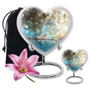 นกพิราบสีขาวบนต้นไม้รูปหัวใจใส่เถ้ากระดูก3นิ้วสำหรับใส่เถ้ากระดูกสไตล์อเมริกัน - Product Image 5