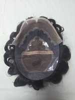 Perruque Lace Front en Cheveux Humains pour Hommes avec Ondulations Naturelles et Styles Raides Crépus - Patchs de Cheveux Indiens Doux