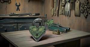 Serrures de porte en laiton magnifiquement gravées de fleurs Cadenas de sécurité en forme de cœur entièrement fonctionnel avec 2 clés - Product Image 6