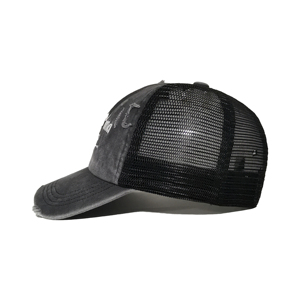 Chapeaux de camionneur en tissu de coton formel de couleur personnalisée Maille Queue de cheval personnalisée Bande élastique Broderie Logo Boucle Lavé Design en détresse - Product Image 5