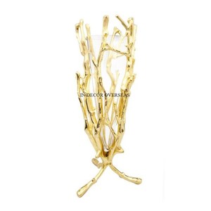 Meilleure vente de verre transparent de qualité supérieure et de vase à fleurs de créateur en métal plaqué or de haute qualité à l'aspect attrayant du fournisseur indien - Product Image 1