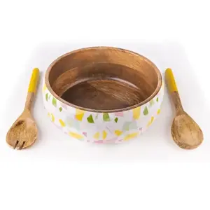 Cuenco de madera sostenible de suministro de fábrica Idnia con cuchara ecológica para uso doméstico y hotelero - Product Image 1