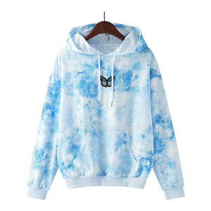 El mejor diseño transpirable Tie Dye Hoodie para mujer MOQ bajo cuello con capucha para la colocación del logotipo frontal de invierno - Product Image 3