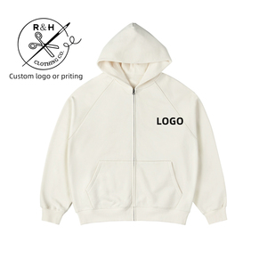 Venta al por mayor en blanco Zip up Hoodies Unisex Pullover de alta calidad para hombre en blanco de gran tamaño Fleece Acid Wash Zip up Hoodie - Product Image 2