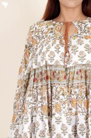 Robe décontractée d'été en coton tissé imprimé à la main indien, motif floral, écologique, lavable, taille naturelle, faite à la main