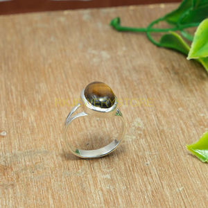Anillo de Ojo de Tigre Marrón de Primera Calidad, Anillo de Plata de Ley 925, Anillo de Diseño Hecho a Mano, Anillo de Piedras Preciosas, Joyería de Ojo de Tigre - Product Image 1