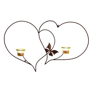 Home Decorations Classic Heart Shape <b>Tealight</b> <b>Candle</b> <b>Holder</b> Highest Quality Iron And Glass Wall Mount Tea Light <b>Candle</b> <b>Holder</b> - Product Image 2