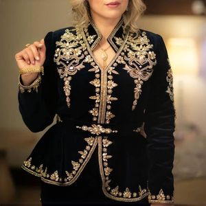 DAZZLING-JACKET WITH <b>BELT</b> ON VELVET FABRIC WITH EMBELLISH OF BEAUTIFUL CRYSTAL BEADS,PEARLS,GLASS STONE <b>WORK</b> FOR PARTY-WEAR@2022 - Product Image 1