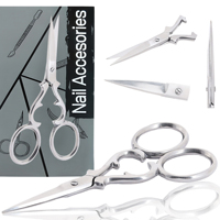 Ciseaux à cuticules pour nail art, en acier inoxydable, lame courbée, pointe acérée, pour droitiers, durables, emballage personnalisé