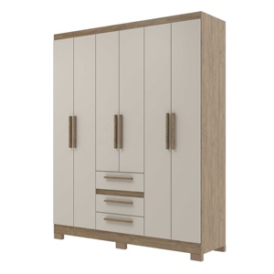 Armario de estilo moderno Nuevo OPALA 6 puertas 3 cajones de madera muebles de dormitorio tablero de partículas madera/Color Cristalo diseño brasileño - Product Image 2
