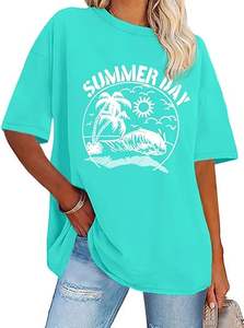 T-shirt ample en coton surdimensionné pour femmes OEM avec broderie ou impression par transfert de chaleur - Product Image 5