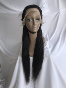 La mejor calidad 13x4 32 recto sedoso Frontal superior venta al por mayor caliente crudo indio templo Peluca de cabello humano Remy Virgen encaje proveedor trama onda - Product Image 2
