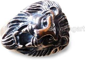 Bague pour homme, bande unie, bague en argent, bague signet lourde, bague lion, Noël, fabrication artisanale, bijoux personnalisés, bague en argent massif 925 - Product Image 2