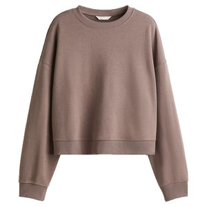 Sweat femme unisexe Logo personnalisé sweat à capuche surdimensionné col rond Streetwear haut court pull tricoté pull col rond OEM - Product Image 1