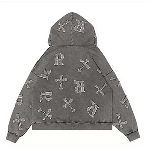 Fabricant de haute qualité Sweats à capuche personnalisés Brodés Vintage Wash Pull à capuche Sweats à capuche vêtements tendance pour hommes - Product Image 2