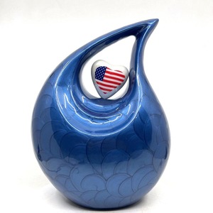 โกศรูปหยดน้ำอะลูมิเนียมดีไซน์ทันสมัยสีฟ้าสวยงาม สำหรับบรรจุอัฐิมนุษย์ผู้ใหญ่ ทั้งชายและหญิง ใช้สำหรับงานศพและงานฌาปนกิจ - Product Image 2