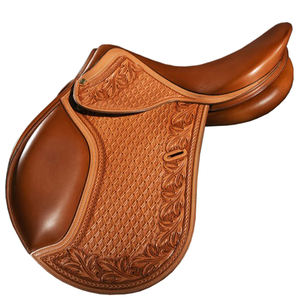 Selle d'équitation en cuir professionnel, légère, marron doré, gravée à la main, disponible dans tous les modèles, équestre - Product Image 1