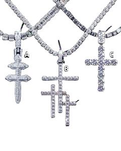 Pendentif croix personnalisé style rappeur hip hop en argent sterling avec diamant moissanite plaqué or blanc au prix de gros - Product Image 1