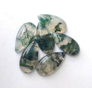 Cabochon d'agate grise naturelle en forme de poire longue dos plat vert disponible dans toutes les tailles-pierres précieuses en vrac - Product Image 1
