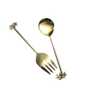 Couverts à salade décoratifs en acier inoxydable Couverts en métal Couverts nickelés réutilisables en métal de luxe - Product Image 2
