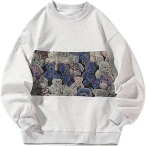 Sudadera bordada con cuello redondo para mujer, Jersey informal de manga larga, Sudadera con capucha Coreana de algodón 100% - Product Image 1