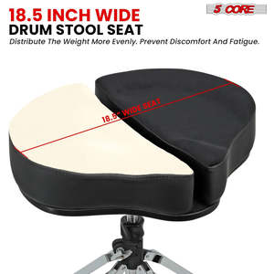 5 Core Drum Throne 5 <b>Padded</b> Split Spine Support 4 Legged 350Lb Capacity Black Swivel 360 Degree Rotation Drummer <b>Stool</b> - Product Image 4