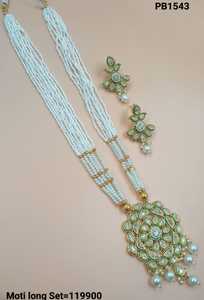 Ensemble de collier pendentif Mala Long Goutte et Kundan Motipearl traditionnel de fantaisie indienne - Product Image 3