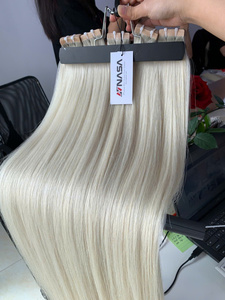 Extensiones de cabello humano con cinta adhesiva de la marca NASA HAIR, puntas completas, cabello virgen, rubio decolorado - Product Image 1