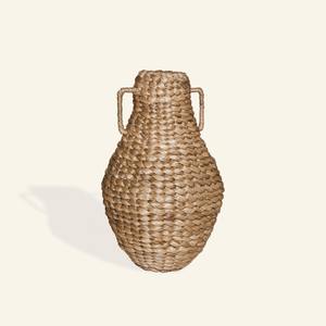 Eco Friendly Handwoven Wicker Water <b>Hyacinth</b> <b>Vase</b> With Handles Natural Handmade Decorative <b>Vase</b> For Wholesale Bulk Buyers - Product Image 3