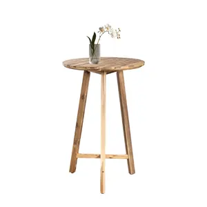 Mesas de Bar de madera al por mayor hechas de madera de acacia que hace la silla de comedor de ratán Servicio OEM Caja de impresión personalizada Proveedor de Vietnam