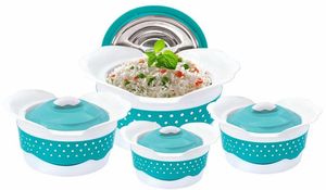 Casserole isolée en plastique Anax Impex, capacité de 3 L, forme ronde avec couvercle, lot de 4, utilisation domestique de qualité supérieure, fabriqué en Inde - Product Image 3