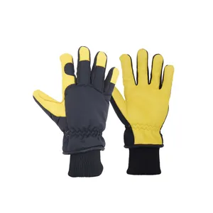 私人标签皮革工作手套黄色黑色牛皮加拿大装配工手套工业安全手