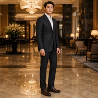 Jas Pria Abu-abu Tua Single Breasted Dua Kancing Kerah Notch Saku Lipat Jas Bisnis Klasik untuk Pria Kantor Custom MTM