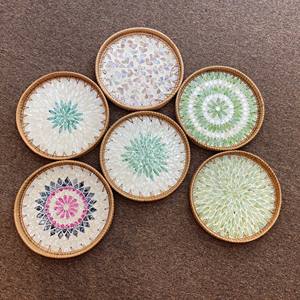 Bandeja de laca de ratán vietnamita de Primera calidad-Bandeja redonda tejida a mano con incrustaciones de nácar, el mejor precio para exportación de artesanías - Product Image 1