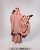 Robe Jilbab Abaya élégante islamique simple et droite, deux pièces, extra large, longueur ras du sol, en laine pêche respirante, modeste, pour soirée/formelle