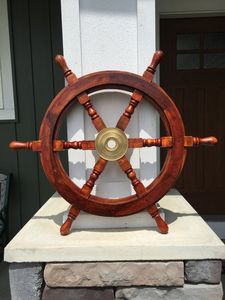 Décoration murale en forme de roue de bateau en bois |   Finition de qualité supérieure, faite à la main |   Prix de gros en gros directement de l'usine - Product Image 2
