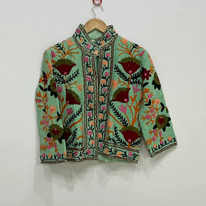 Suzani, chaqueta bordada a mano, ropa de mujer, chaqueta de invierno, abrigo de algodón bohemio indio, ropa de abrigo étnica hecha a mano, regalo para ella - Product Image 1