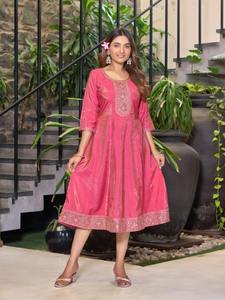 Conjunto de Kurti de Seda Romana, Conjunto de Kurti, Ropa de Mujer, Conjunto de Kurti para Fiesta, Conjunto de Kurti para Mujer, Conjunto de Kurti al por Mayor para Mujer - Product Image 5