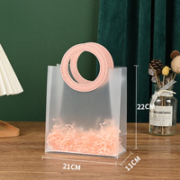 Sac en PP transparent avec poignée carrée, 4 tailles, pour fleurs, shopping, anniversaire, mariage, fête, sac cadeau en PP clair avec poignée