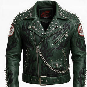 Chaqueta de Cuero Personalizada Más Popular, Chaqueta de Cuero Genuino de Piel de Vaca Natural para Hombre, Manga Larga, Chaleco de Motociclista a la Moda. - Product Image 3