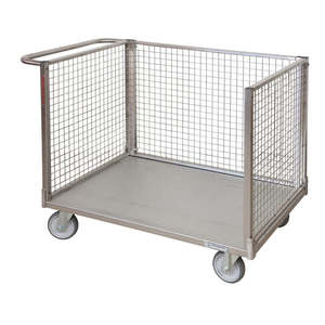 Industrial Four-Wheel Platform with Three Mesh Sides - Product Image 1