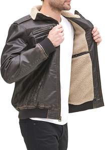 Veste à capuche en cuir véritable enduit de haute qualité pour hommes, col montant, style vintage en cuir de vache, collection automne, vente en gros - Product Image 5