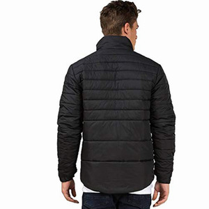 Vestes matelassées noires pour hommes, hiver, fermeture éclair, tissu respirant léger, col à capuche, motif décoratif, vente - Product Image 4